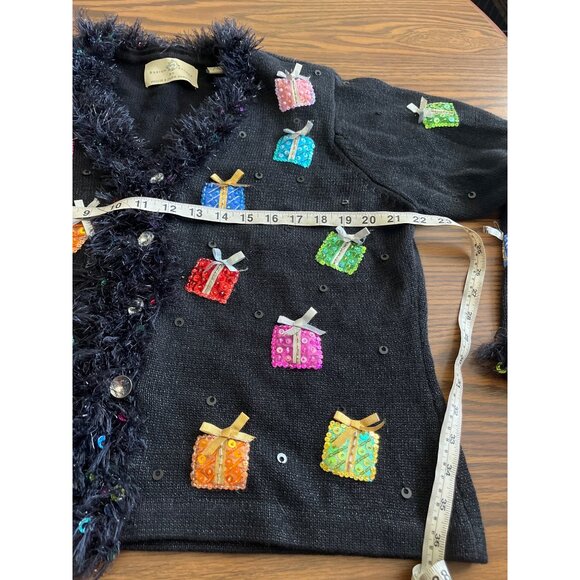 Design Options by Philip & Jane Gordon black Christmas packages sweater size L - Picture 8 of 10